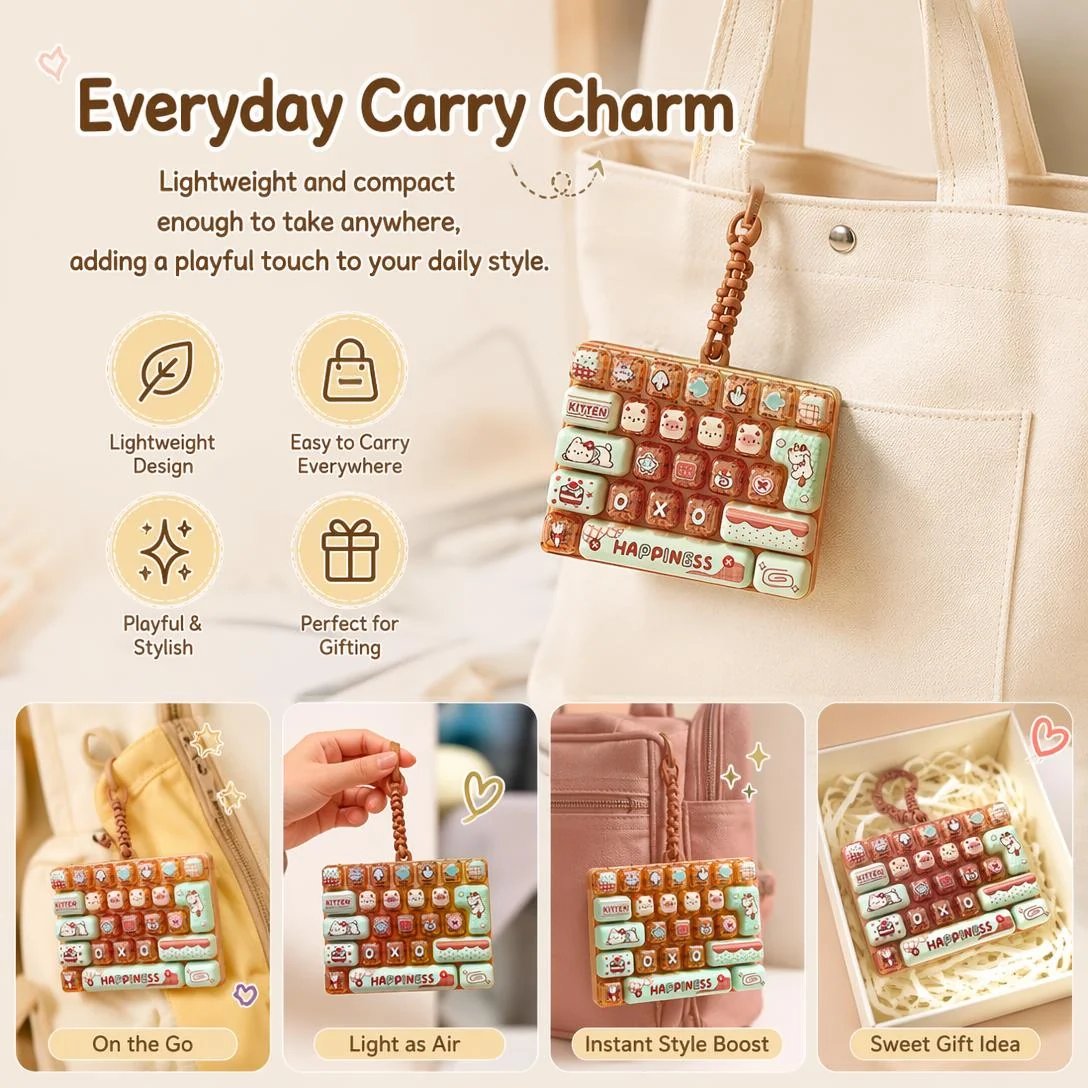 26-Key Mini Mechanical Keyboard Fidget Toy Keychain