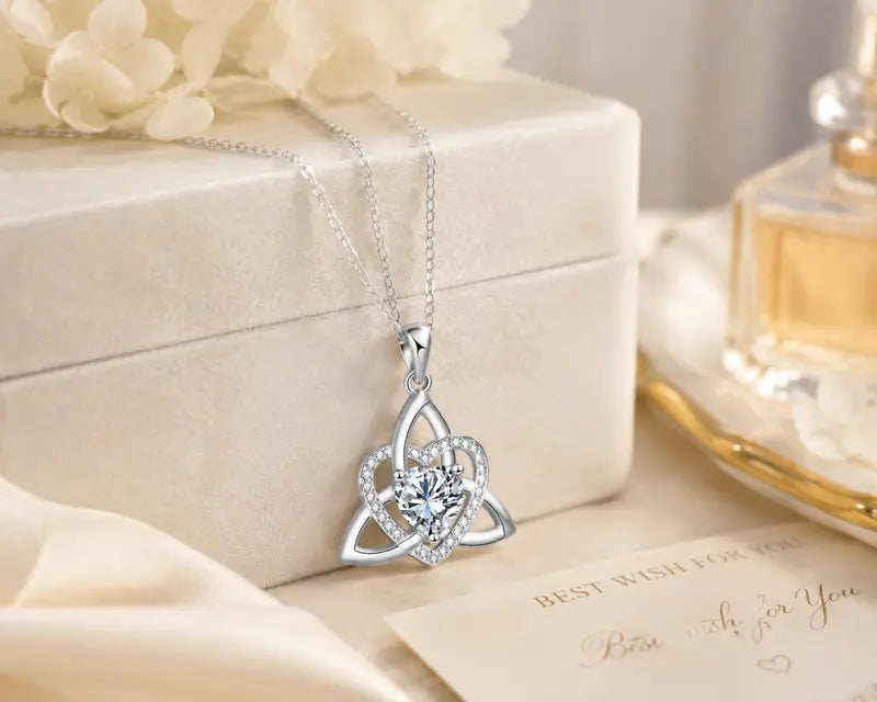 Witch’s Knot Crystal Heart Necklace