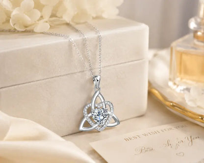Witch’s Knot Crystal Heart Necklace