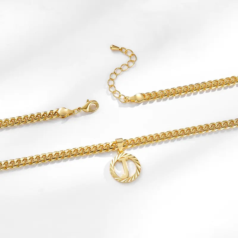 14K Gold Plated Unisex Alphabet Pendant Initial Necklace