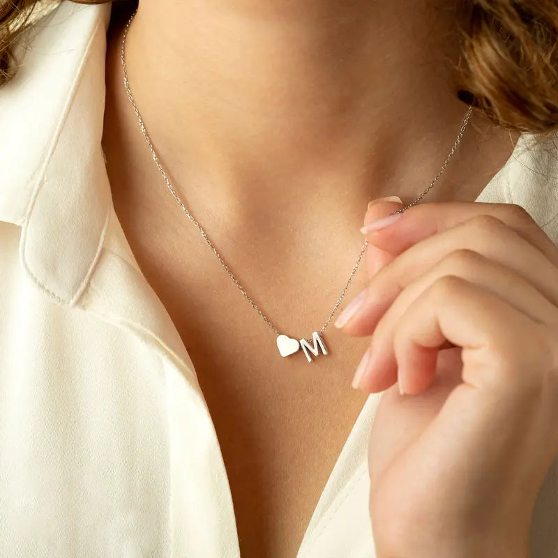 Minimalist Heart Initial Necklace