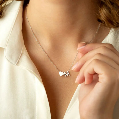 Minimalist Heart Initial Necklace