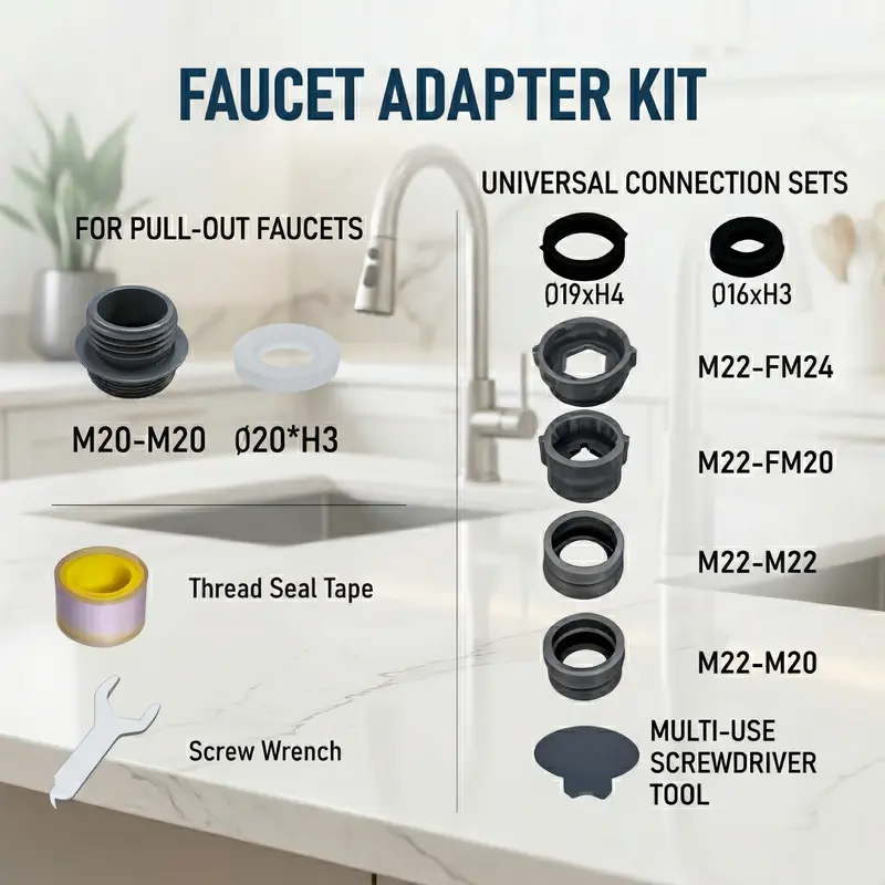 360° Rotating Kitchen Faucet Aerator, 3-Function Spray