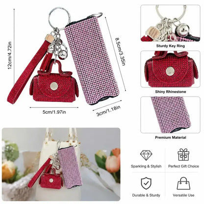 Glam Sparkly Decorative Women's Keychain Set