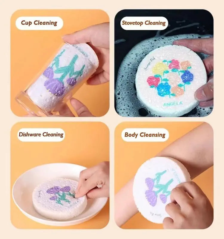 Eco-Friendly Cellulose Scrubber Pads (4-Pack)