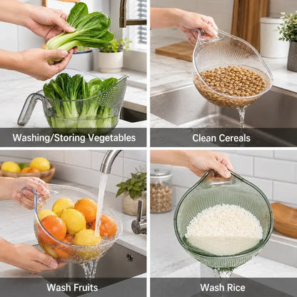 Multifunction Rice Strainer Bowl with Handle