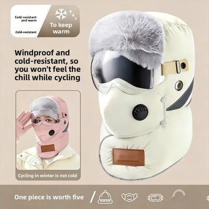 Waterproof Winter Goggles Aviator Bomber Hat