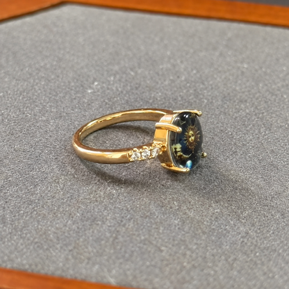 Copper Plain Sun & Moon Celestial Enamel Gold Fashion Ring