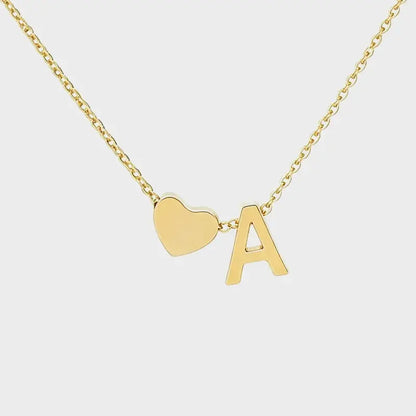 Minimalist Heart Initial Necklace