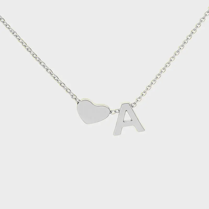 Minimalist Heart Initial Necklace