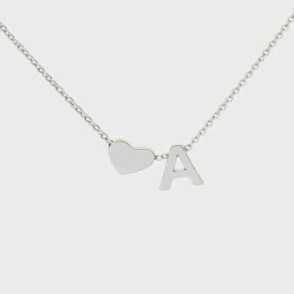 Minimalist Heart Initial Necklace