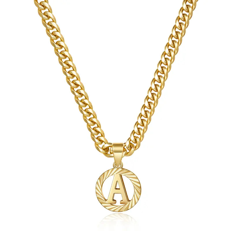 14K Gold Plated Unisex Alphabet Pendant Initial Necklace