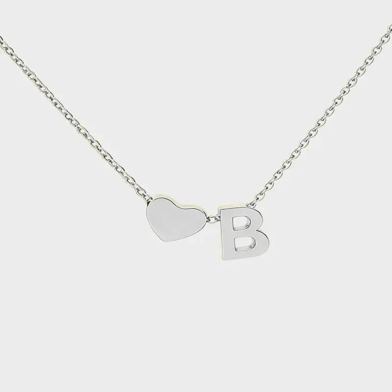 Minimalist Heart Initial Necklace