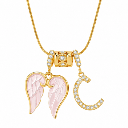 Angel Wing Initial Necklace