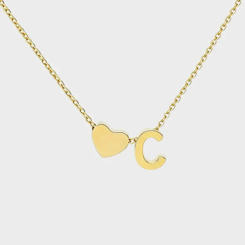 Minimalist Heart Initial Necklace