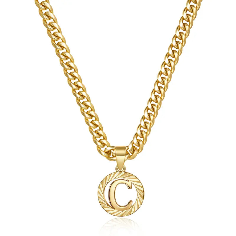 14K Gold Plated Unisex Alphabet Pendant Initial Necklace