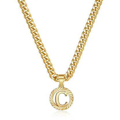 14K Gold Plated Unisex Alphabet Pendant Initial Necklace