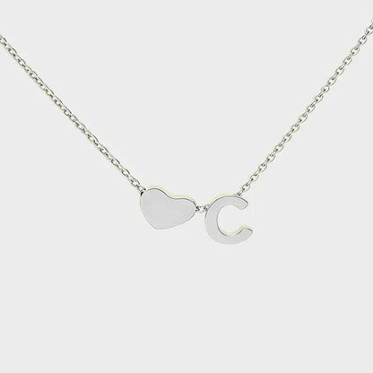 Minimalist Heart Initial Necklace