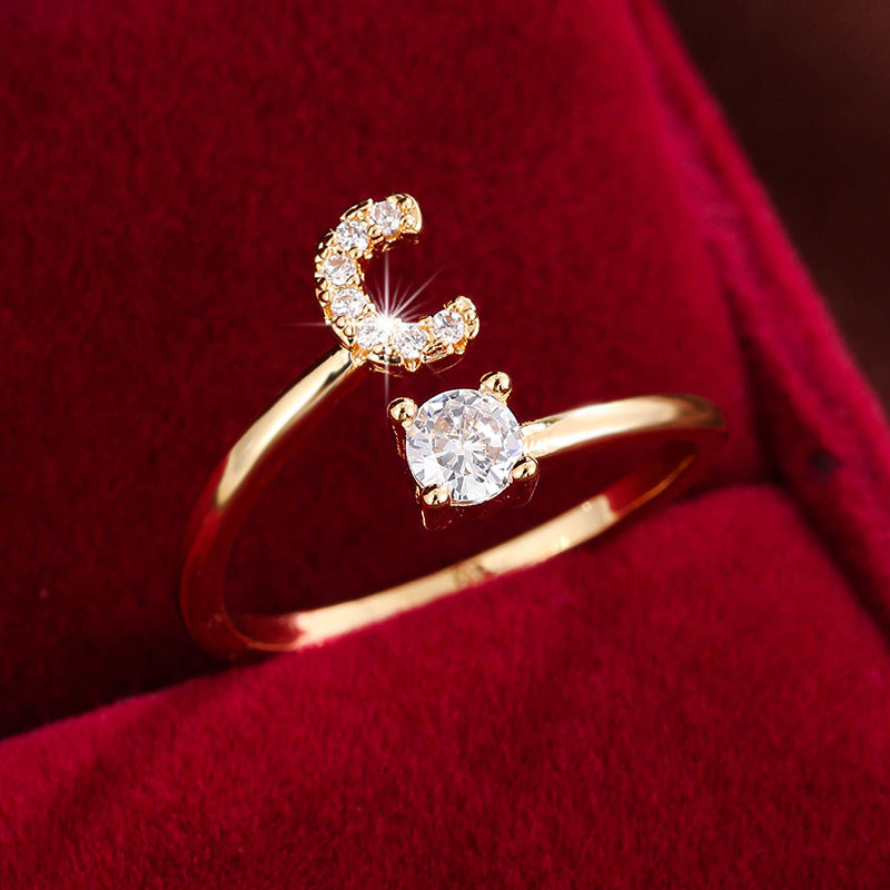 Adjustable Initial Ring – Zircon 26-Letter Band