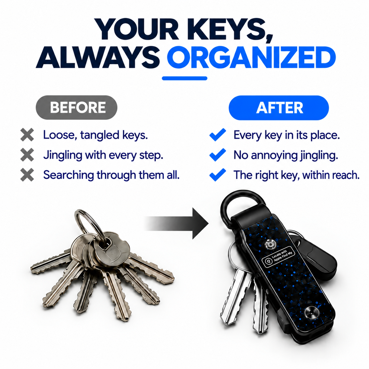 Smart Key Organizer with Apple Find My – Compact Key Holder