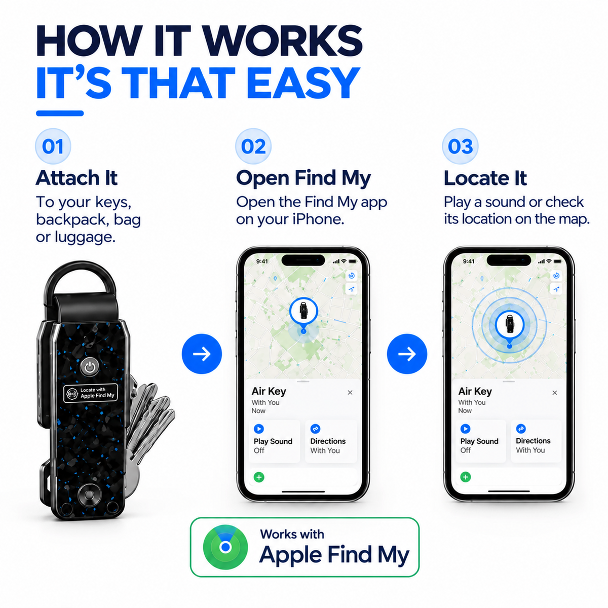 Smart Key Organizer with Apple Find My – Compact Key Holder