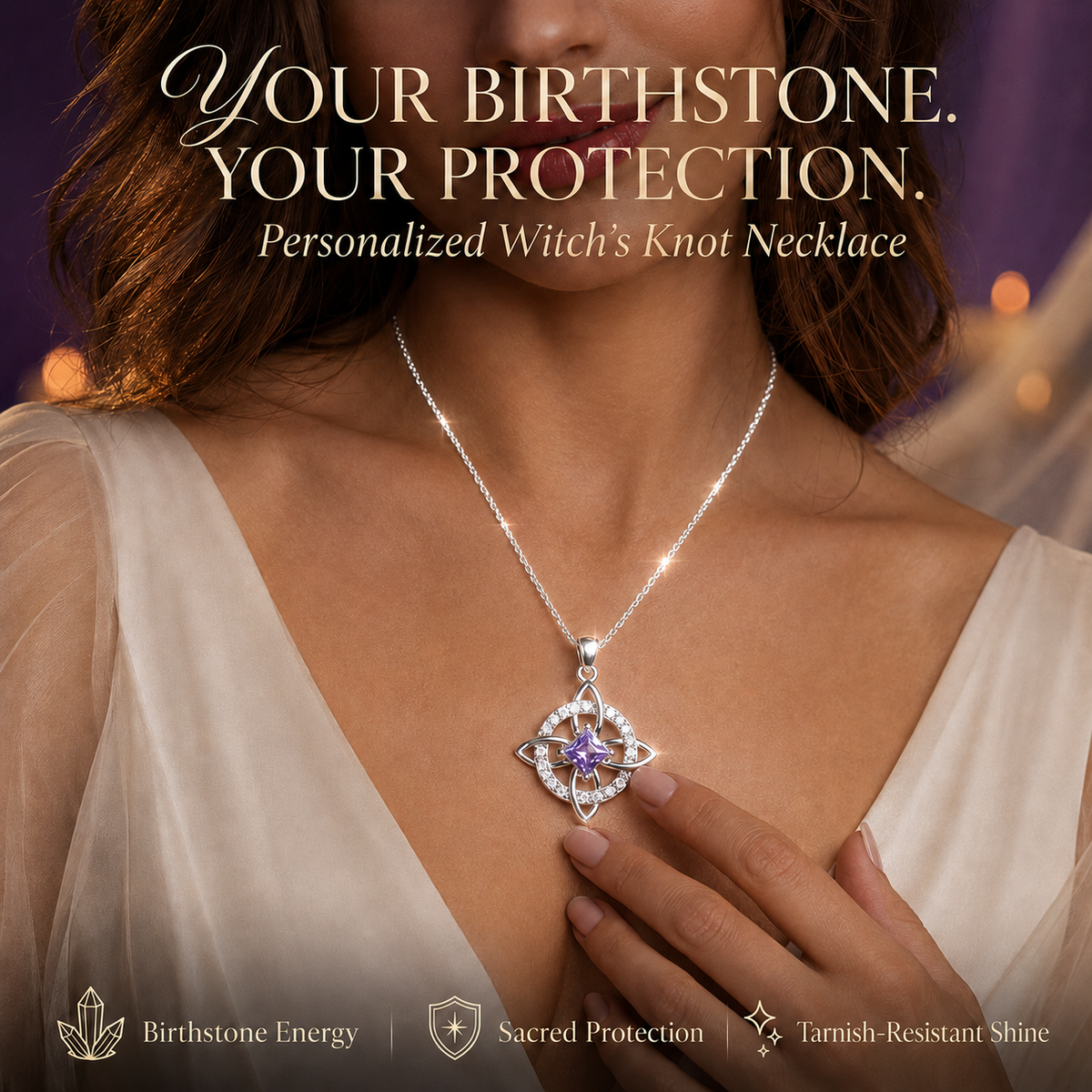 Mystic Knot Birthstone Necklace