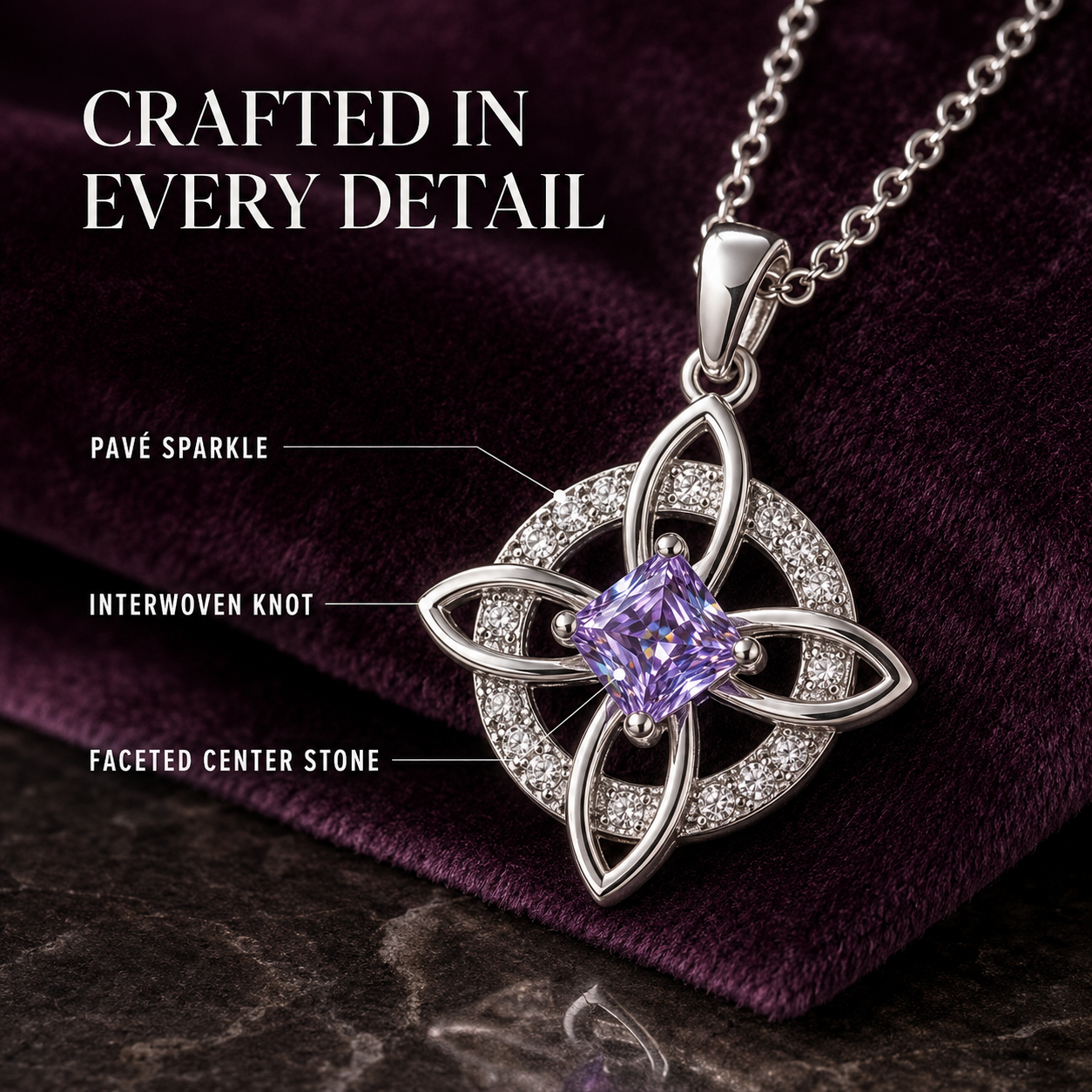 Mystic Knot Birthstone Necklace