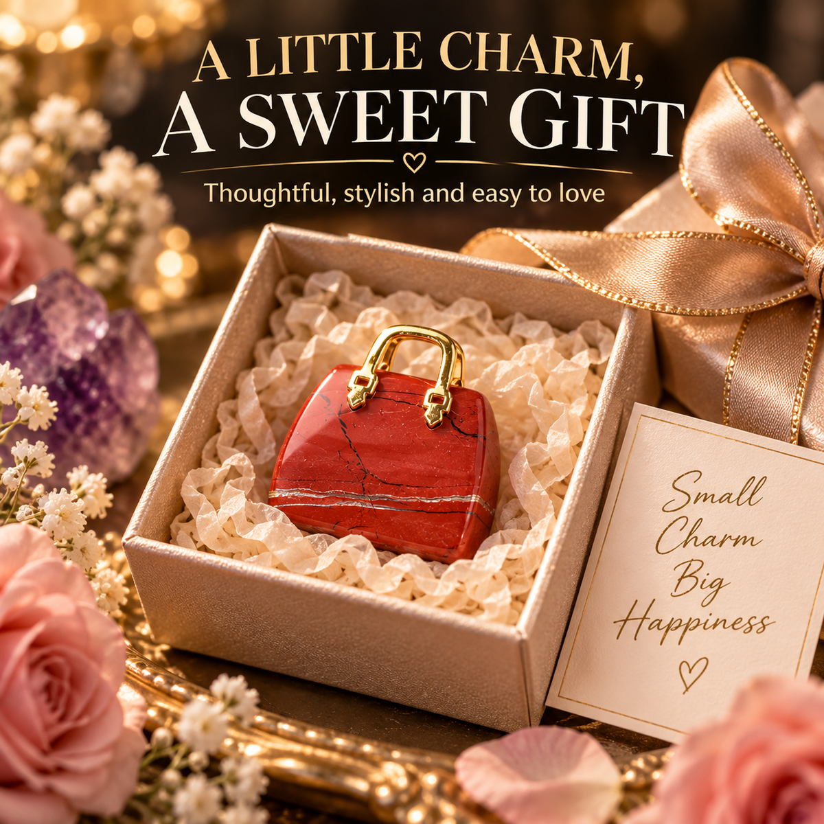 Mini Natural Crystal Handbag Charms – DIY Jewelry Pendants