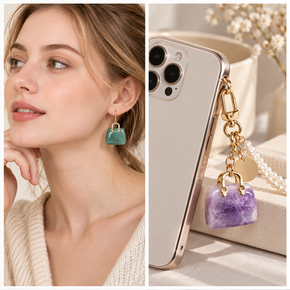 Mini Natural Crystal Handbag Charms – DIY Jewelry Pendants
