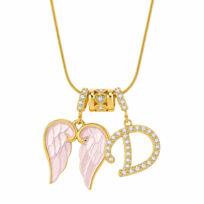 Angel Wing Initial Necklace