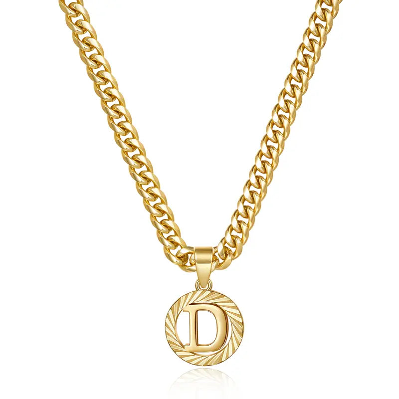 14K Gold Plated Unisex Alphabet Pendant Initial Necklace