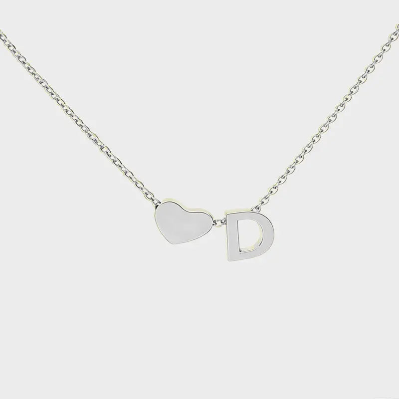 Minimalist Heart Initial Necklace