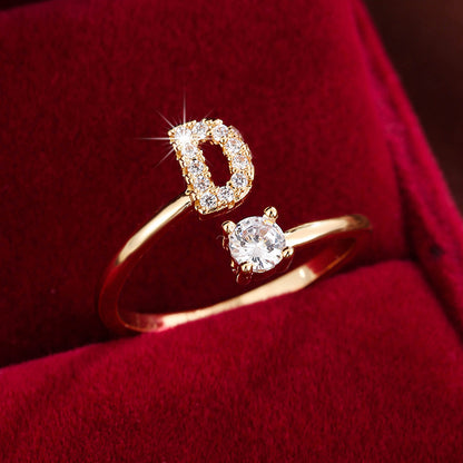 Adjustable Initial Ring – Zircon 26-Letter Band