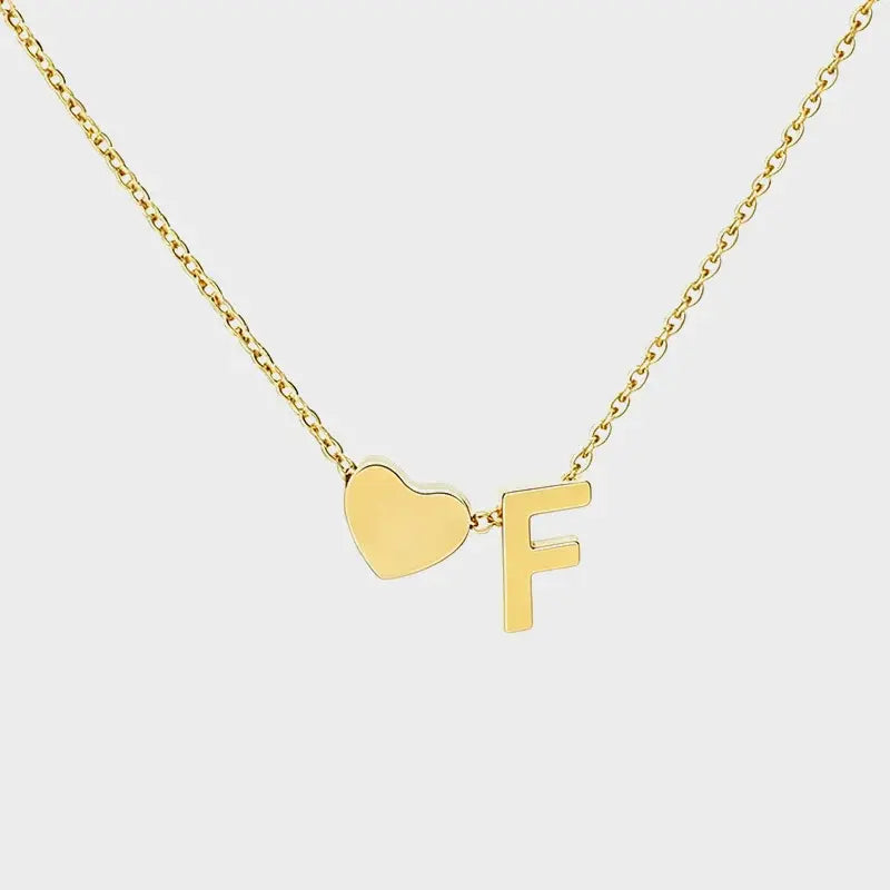 Minimalist Heart Initial Necklace