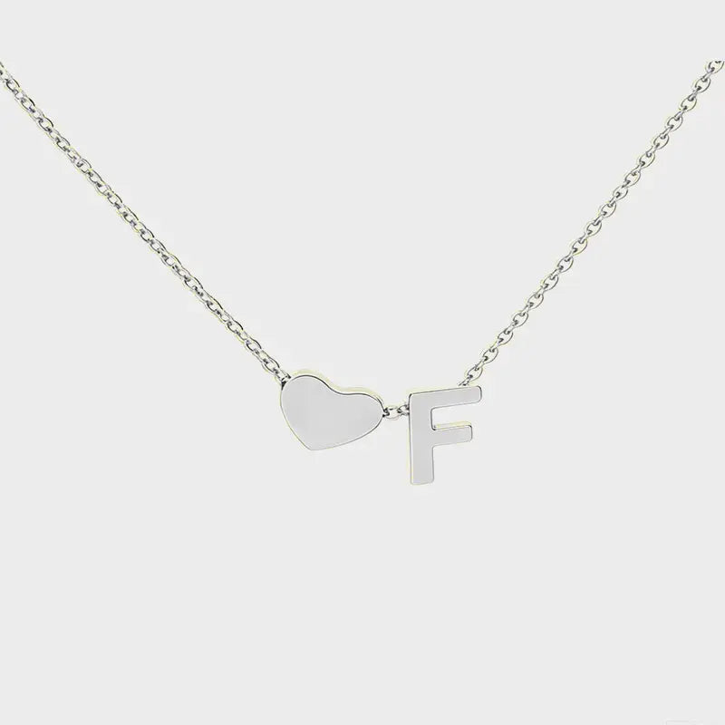Minimalist Heart Initial Necklace