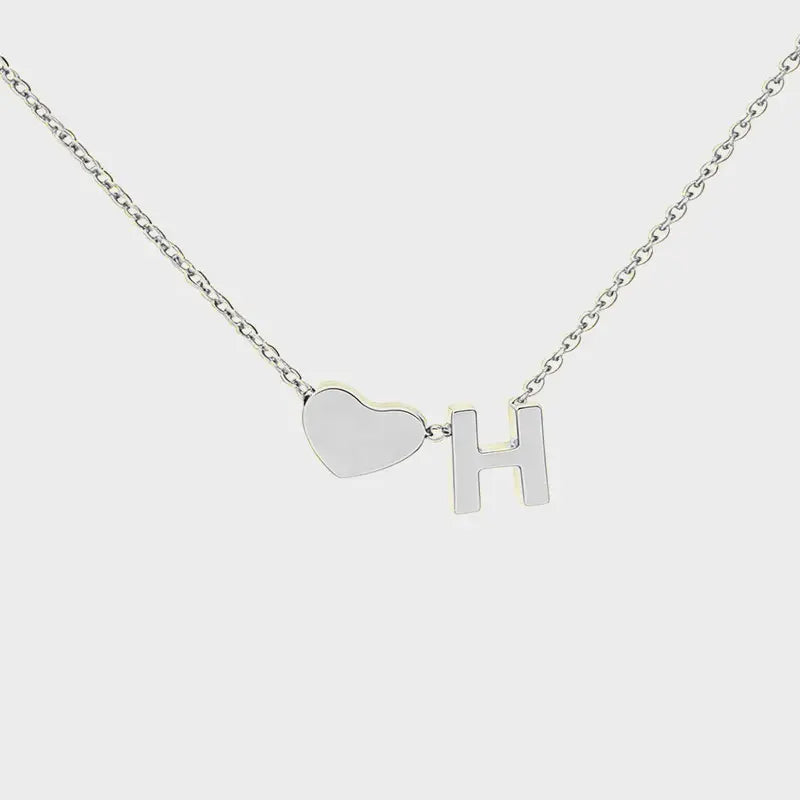 Minimalist Heart Initial Necklace