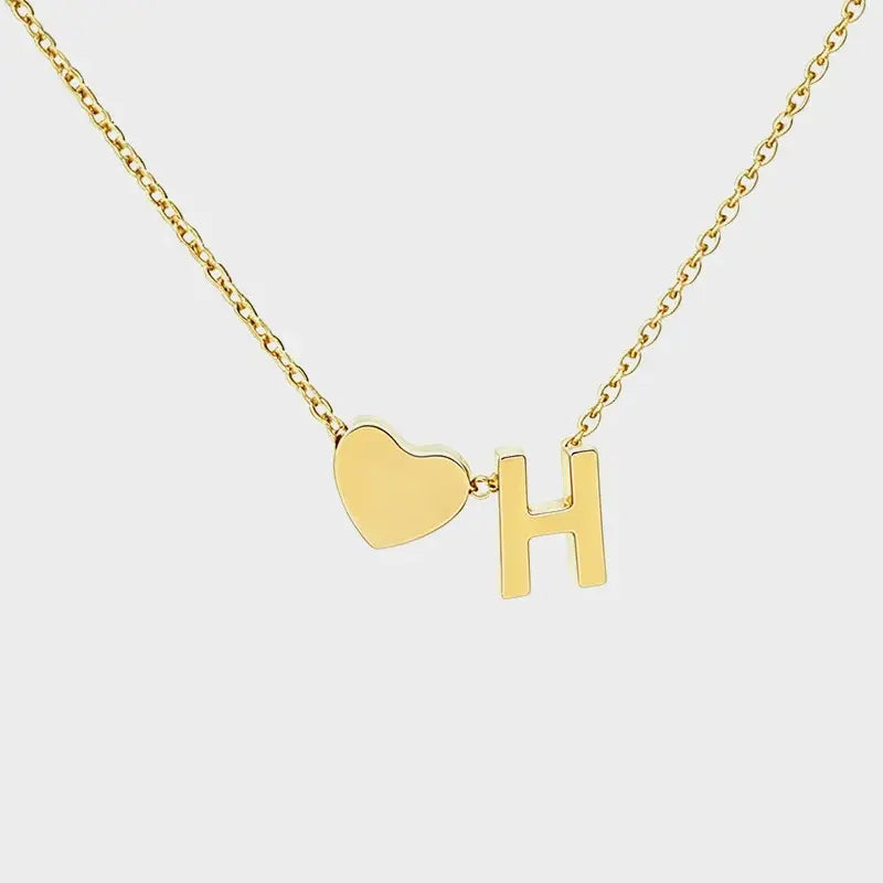 Minimalist Heart Initial Necklace
