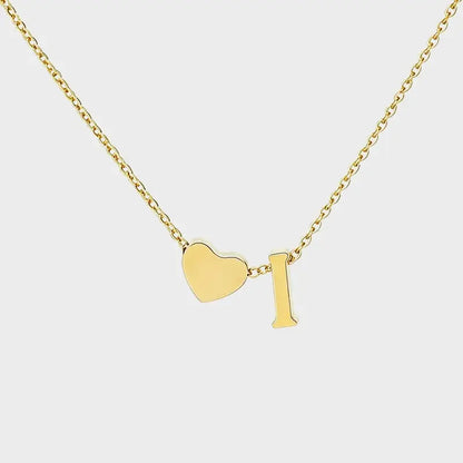 Minimalist Heart Initial Necklace