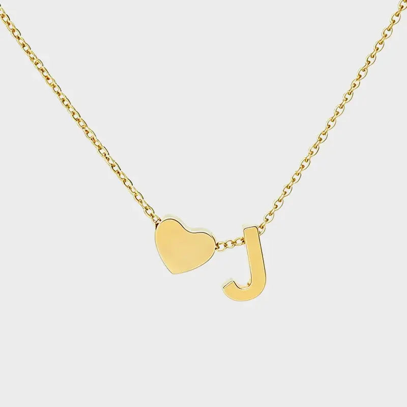 Minimalist Heart Initial Necklace