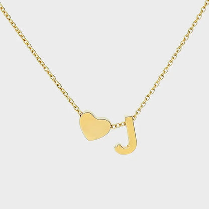 Minimalist Heart Initial Necklace