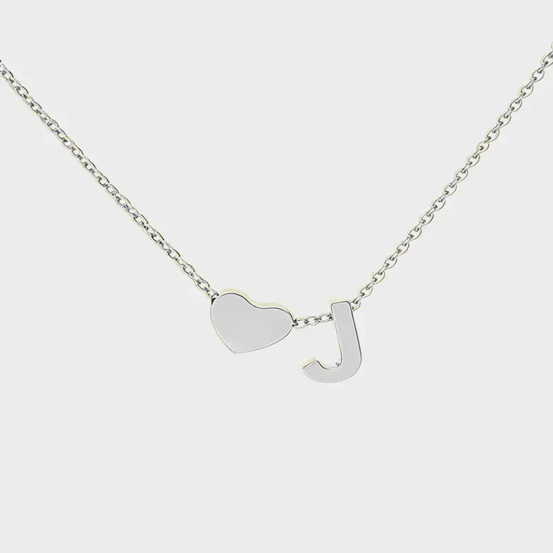 Minimalist Heart Initial Necklace