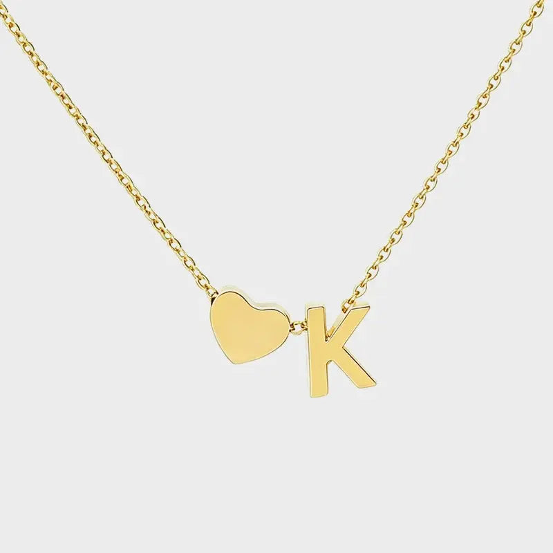 Minimalist Heart Initial Necklace