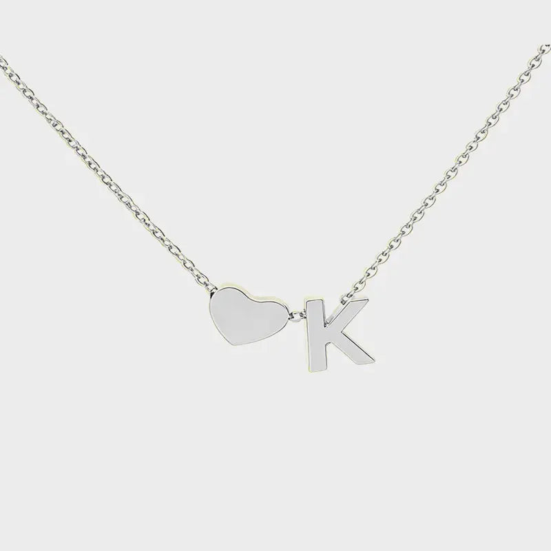 Minimalist Heart Initial Necklace