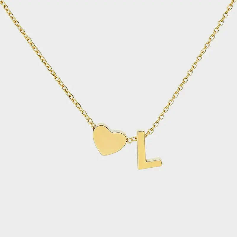 Minimalist Heart Initial Necklace
