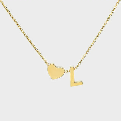 Minimalist Heart Initial Necklace