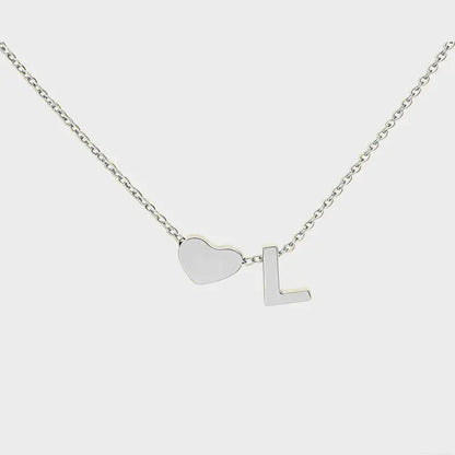 Minimalist Heart Initial Necklace