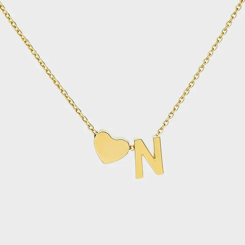 Minimalist Heart Initial Necklace
