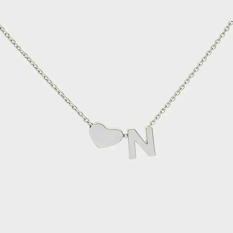 Minimalist Heart Initial Necklace
