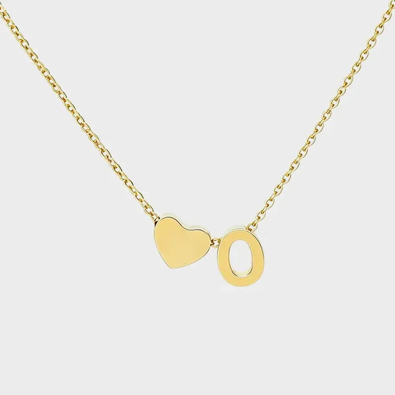 Minimalist Heart Initial Necklace