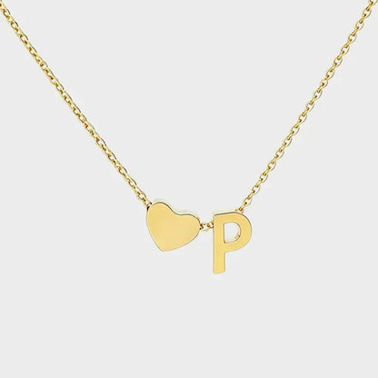 Minimalist Heart Initial Necklace